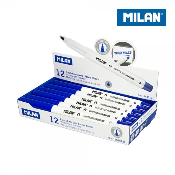 Rotulador para pizarra blanca, punta redonda ø3,7 mm, azul, 12 uds, caja