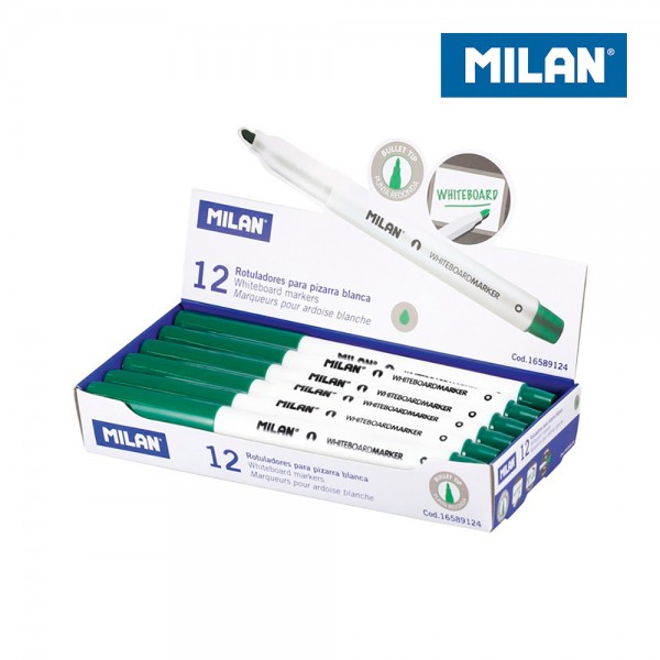 Rotulador para pizarra blanca, punta redonda ø3,7 mm, verde, 12 uds, caja