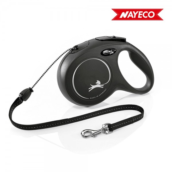 Correa extensible flexi classic negra, cinta 8 m, m, hasta 20 kg