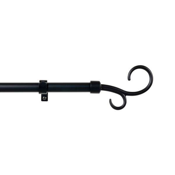 Kit barra cortina báculo negro extensible de 160 - 300 cm