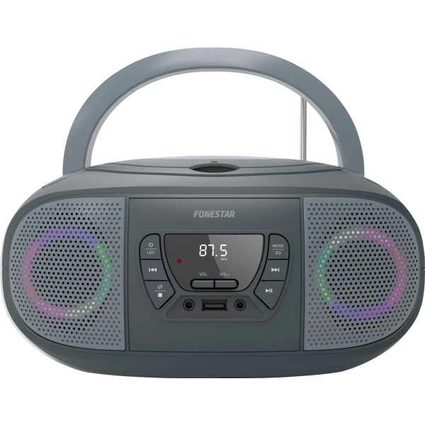 Fonestar boom-go-g gris / radio cd con efectos luminosos